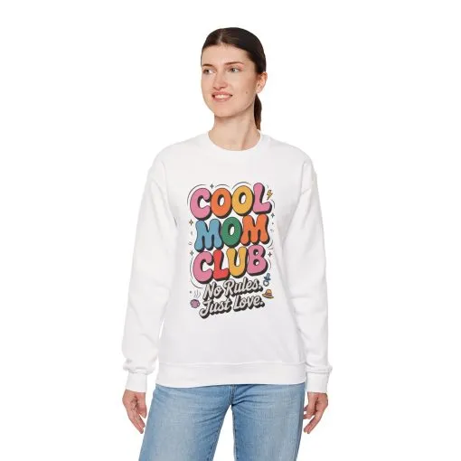Cool Mom Club Sweatshirt, Gift for Moms, Mother's Day, No Rules Just Love, Retro Colorful Unisex Heavy Blend Crewneck - Image 6