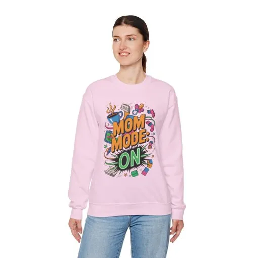 Mom Mode On Crewneck Sweatshirt, Gift for Mom, Mother's Day Humor T-Shirt, Cute Mama Life Graphic Tee, Mother's Day Gift - Image 28