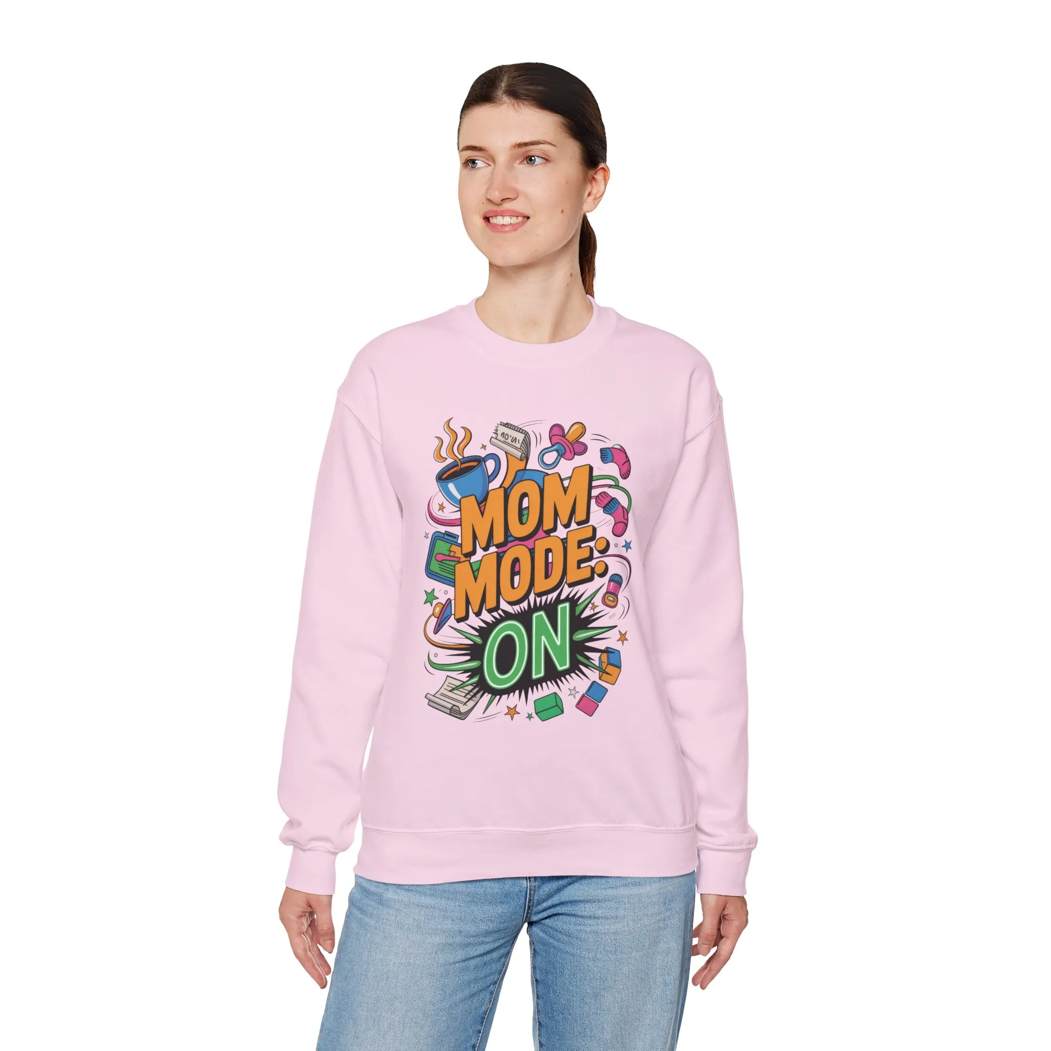 Mom Mode On Crewneck Sweatshirt, Gift for Mom, Mother's Day Humor T-Shirt, Cute Mama Life Graphic Tee, Mother's Day Gift - Image 28