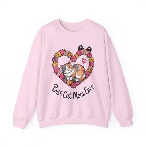 Best Cat Mom Ever Sweatshirt, Cozy Cat Lover Gift, Mother's Day Apparel, Pet Owner Sweatshirt, Cute Gift for Cat Moms, Yarn Themed - Image 22