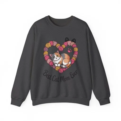 Best Cat Mom Ever Sweatshirt, Cozy Cat Lover Gift, Mother's Day Apparel, Pet Owner Sweatshirt, Cute Gift for Cat Moms, Yarn Themed - Image 28