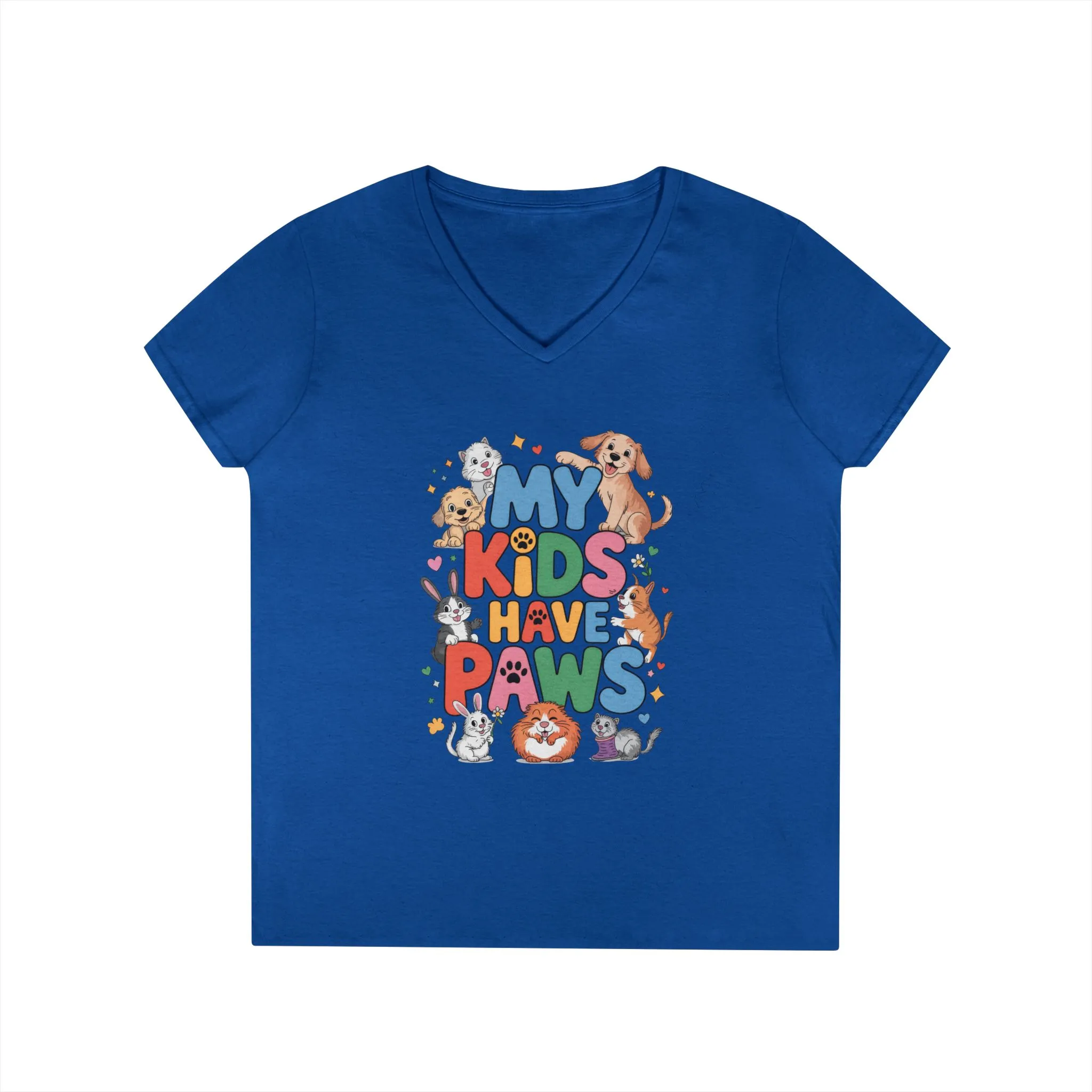 My Kids Have Paws V-Neck T-Shirt, Pet Lover Gift, Cute Animal Shirt, Cute Pet Mom Tee, Animal Parent T-Shirt, Dog Cat Bunny Lover Gift - Image 13
