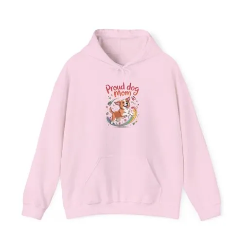 Proud Dog Mom Hoodie, Gift for Dog Owners, Dog Lover Apparel, Mother's Day Gift, Unisex Hooded Sweatshirt, Corgi Rainbow Print - Image 25