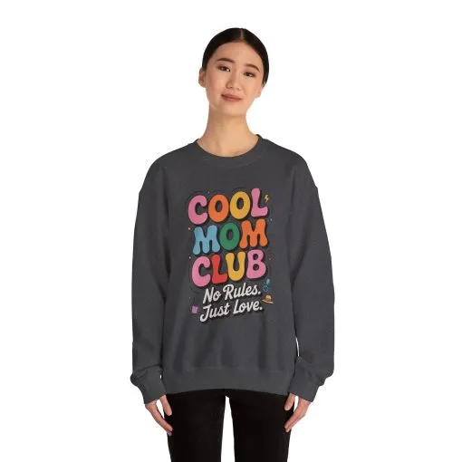 Cool Mom Club Sweatshirt, Gift for Moms, Mother's Day, No Rules Just Love, Retro Colorful Unisex Heavy Blend Crewneck - Image 35