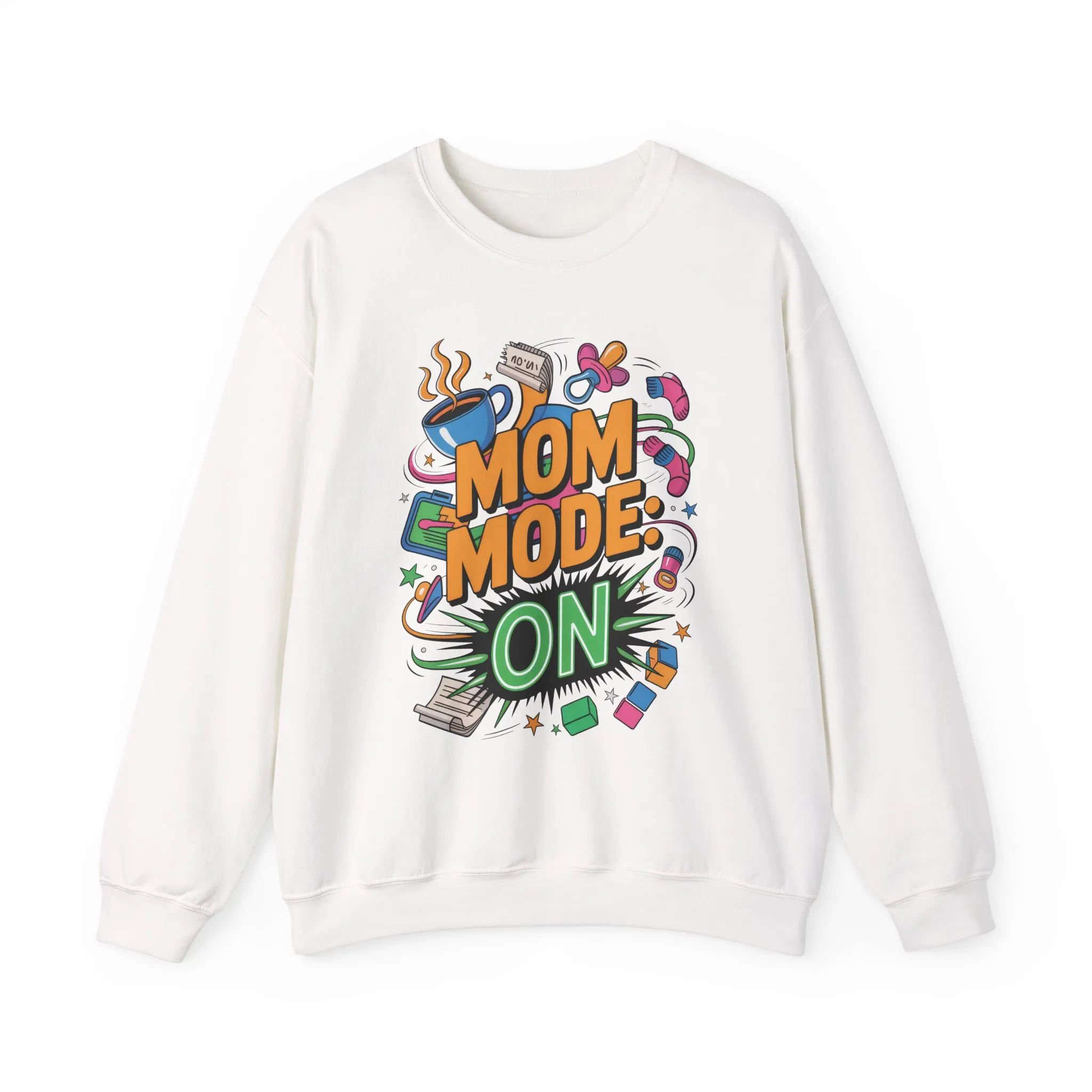 Mom Mode On Crewneck Sweatshirt, Gift for Mom, Mother's Day Humor T-Shirt, Cute Mama Life Graphic Tee, Mother's Day Gift - Image 33