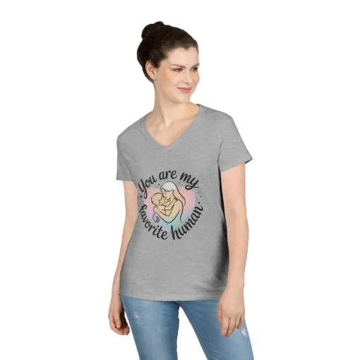 You Are My Favorite Human Mom Baby Tee, Mothers Day Gift, Pastel Heart Ladies V-Neck T-Shirt, Sentimental Mom Shirt - Image 6