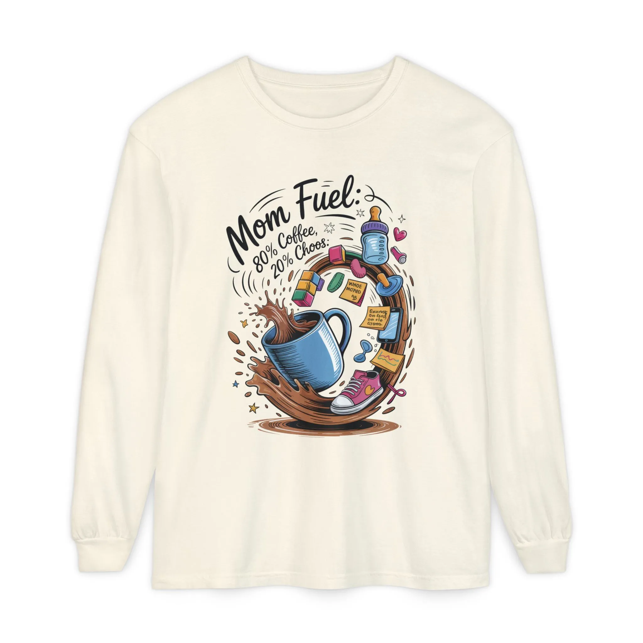 Mom Fuel Long Sleeve T-Shirt, Coffee Lovers Gift, Mother's Day Apparel, Cute Mom Shirt, Coffee Lover Mom Life Top, Coffee Lover's Tee - Image 5
