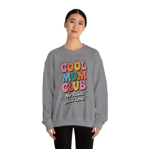 Cool Mom Club Sweatshirt, Gift for Moms, Mother's Day, No Rules Just Love, Retro Colorful Unisex Heavy Blend Crewneck - Image 32