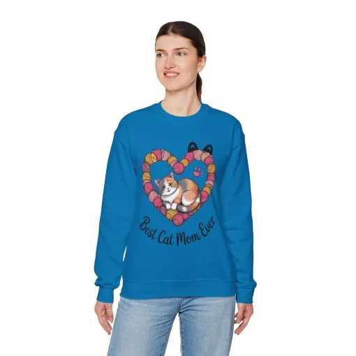 Best Cat Mom Ever Sweatshirt, Cozy Cat Lover Gift, Mother's Day Apparel, Pet Owner Sweatshirt, Cute Gift for Cat Moms, Yarn Themed - Image 21
