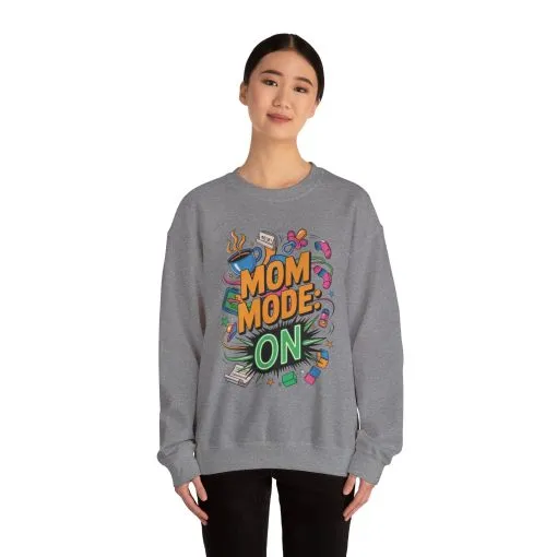 Mom Mode On Crewneck Sweatshirt, Gift for Mom, Mother's Day Humor T-Shirt, Cute Mama Life Graphic Tee, Mother's Day Gift - Image 11