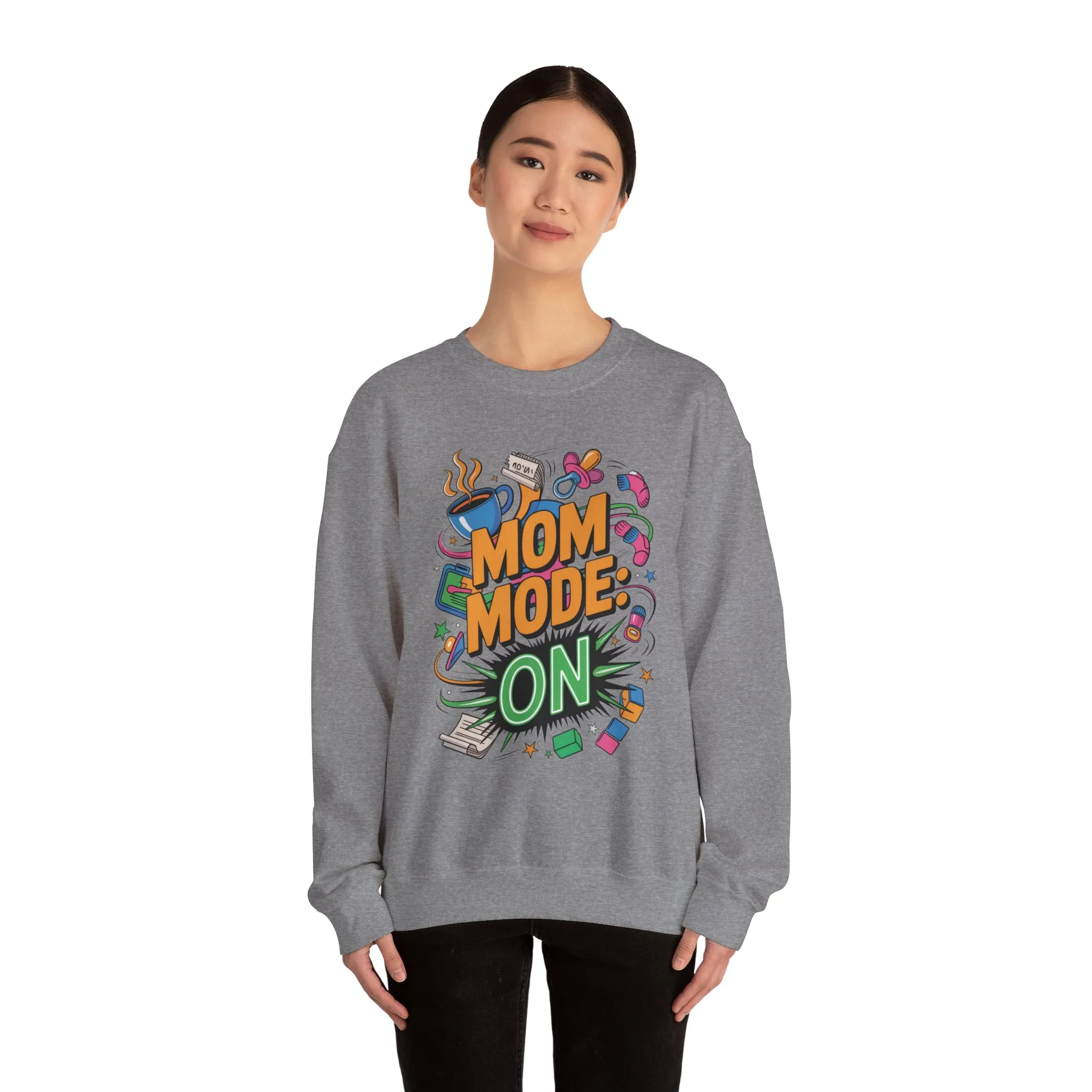 Mom Mode On Crewneck Sweatshirt, Gift for Mom, Mother's Day Humor T-Shirt, Cute Mama Life Graphic Tee, Mother's Day Gift - Image 11