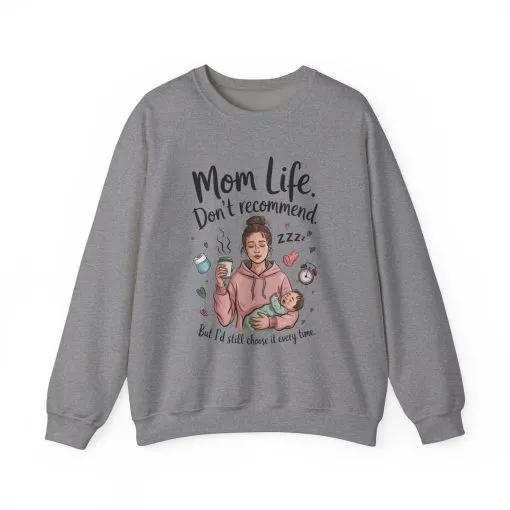 Mom Life Crewneck Sweatshirt, New Mom Gift, Cozy Everyday Wear, Funny Parent Apparel, Tired Mama Humor Tee - Image 17