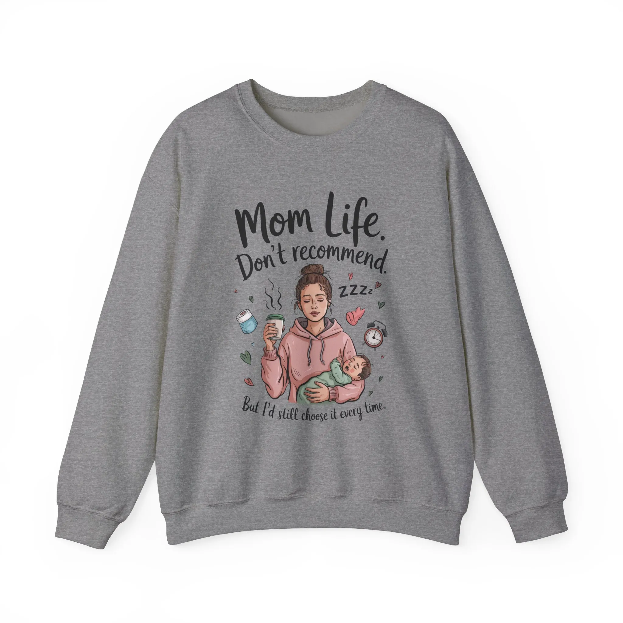 Mom Life Crewneck Sweatshirt, New Mom Gift, Cozy Everyday Wear, Funny Parent Apparel, Tired Mama Humor Tee - Image 17