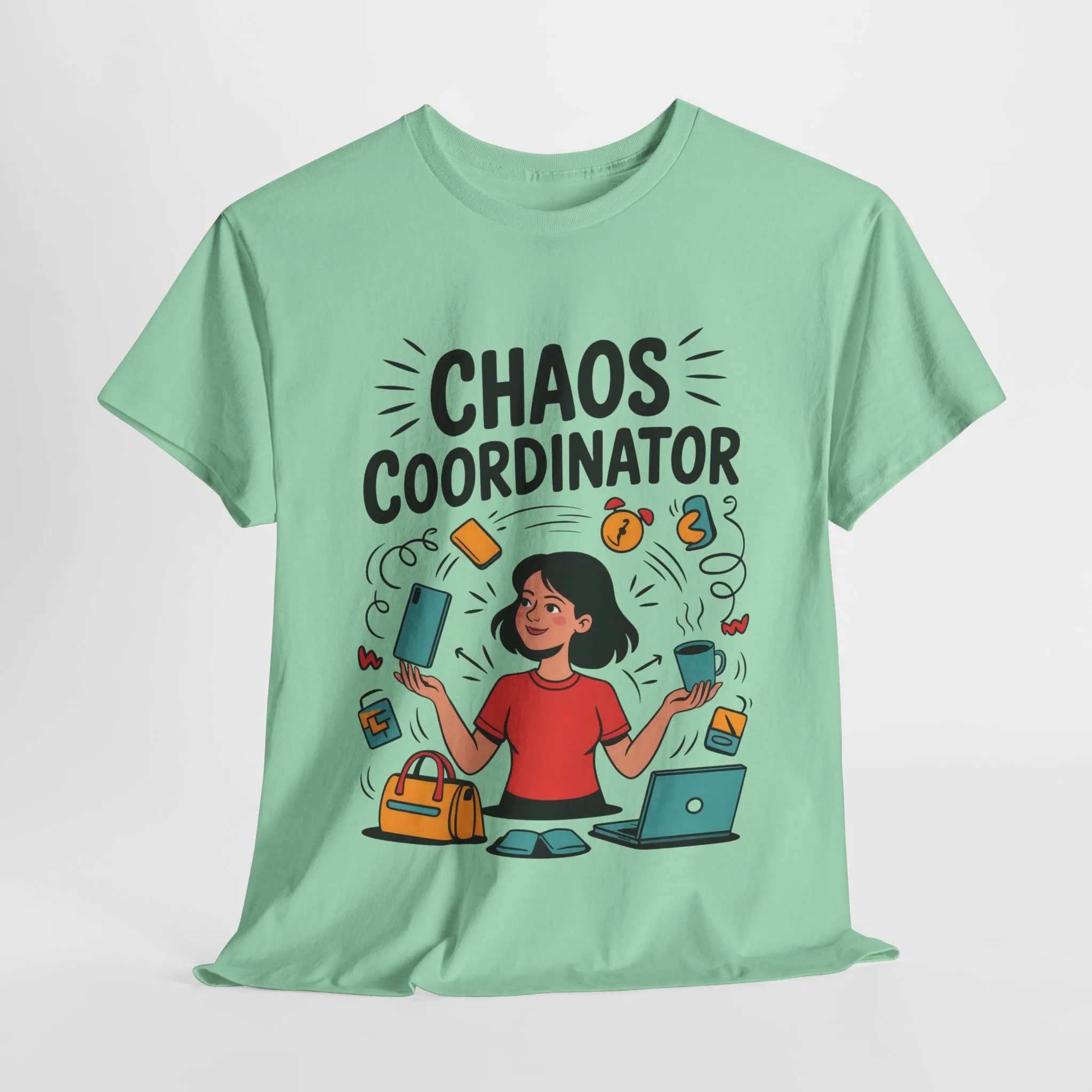 Chaos Coordinator Heavy Cotton Tee, Gift for Busy Moms, Mother's Day Gift, Funny Mom Life Shirt, Busy Life Humor T-Shirt - Image 13