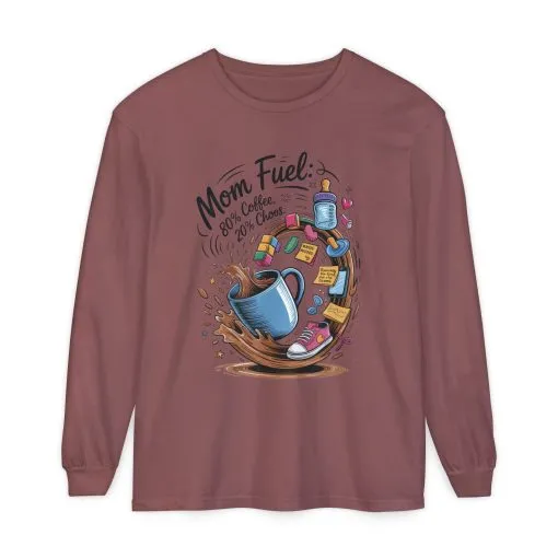 Mom Fuel Long Sleeve T-Shirt, Coffee Lovers Gift, Mother's Day Apparel, Cute Mom Shirt, Coffee Lover Mom Life Top, Coffee Lover's Tee - Image 23