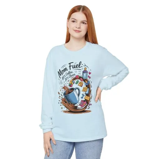 Mom Fuel Long Sleeve T-Shirt, Coffee Lovers Gift, Mother's Day Apparel, Cute Mom Shirt, Coffee Lover Mom Life Top, Coffee Lover's Tee - Image 8