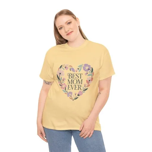 Floral Best Mom Ever Tee, Mother's Day Gift, Mom Appreciation Gift, Floral Heart Cotton Tee - Image 27