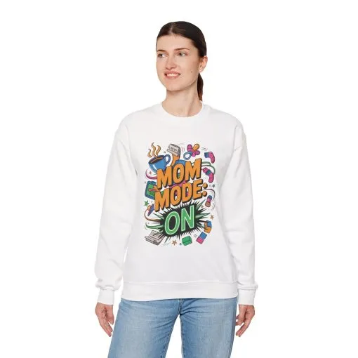 Mom Mode On Crewneck Sweatshirt, Gift for Mom, Mother's Day Humor T-Shirt, Cute Mama Life Graphic Tee, Mother's Day Gift - Image 36