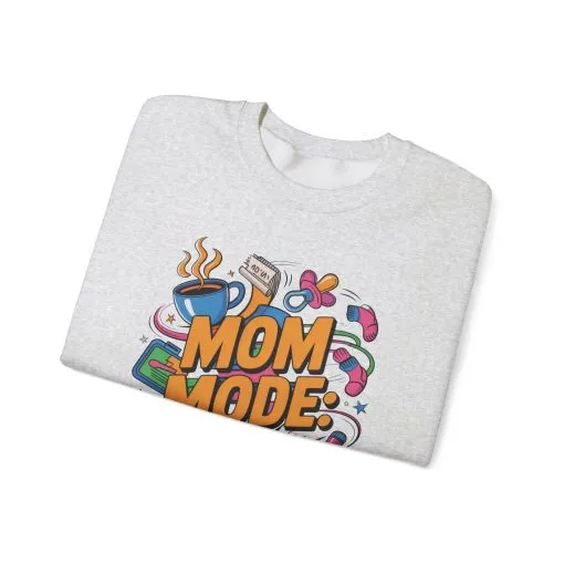 Mom Mode On Crewneck Sweatshirt, Gift for Mom, Mother's Day Humor T-Shirt, Cute Mama Life Graphic Tee, Mother's Day Gift - Image 3