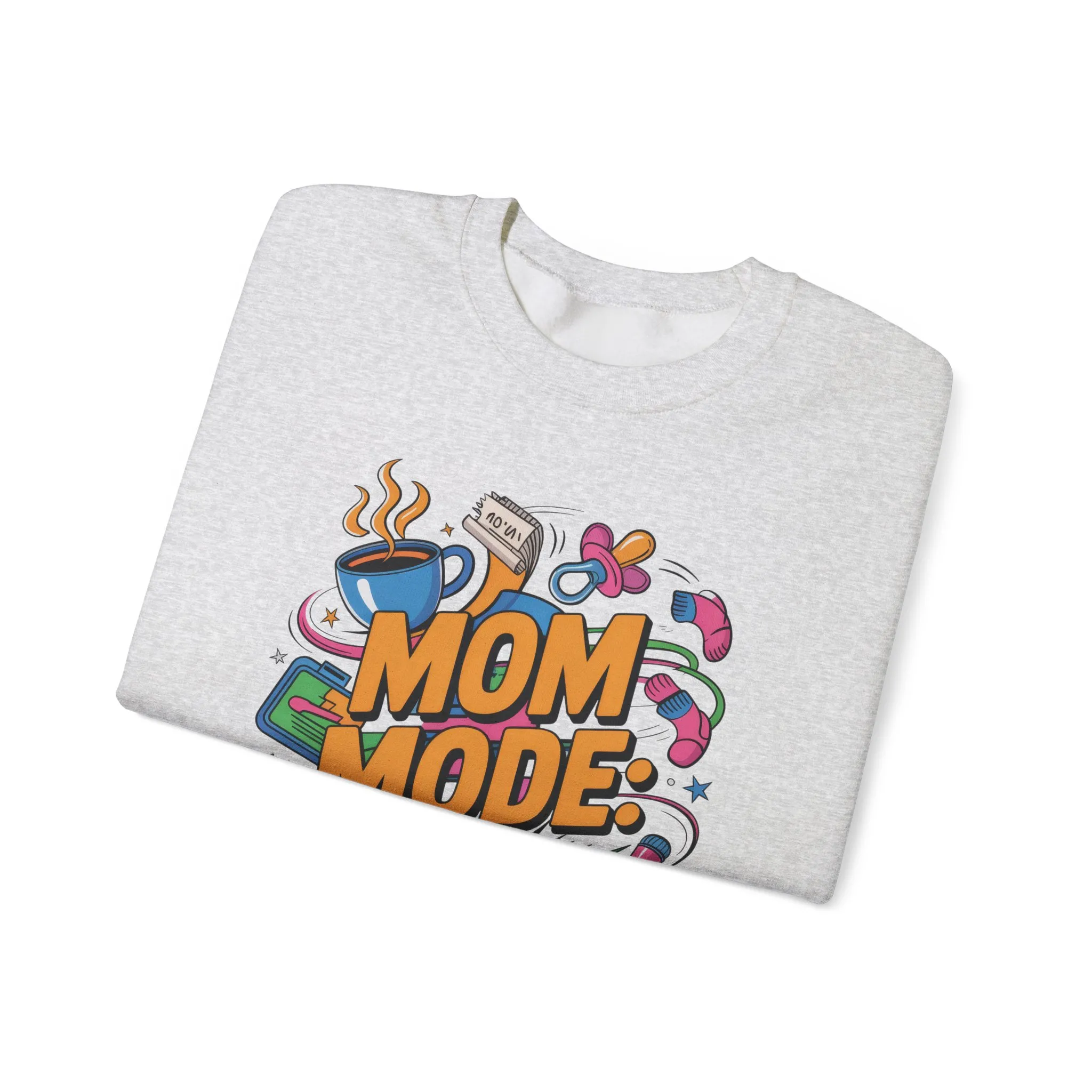 Mom Mode On Crewneck Sweatshirt, Gift for Mom, Mother's Day Humor T-Shirt, Cute Mama Life Graphic Tee, Mother's Day Gift - Image 3