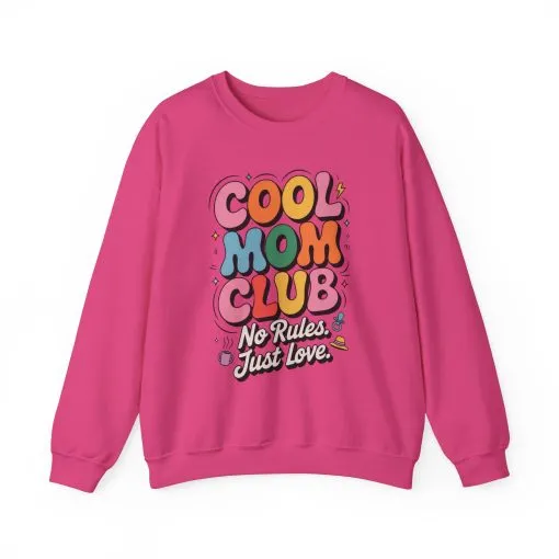 Cool Mom Club Sweatshirt, Gift for Moms, Mother's Day, No Rules Just Love, Retro Colorful Unisex Heavy Blend Crewneck - Image 25