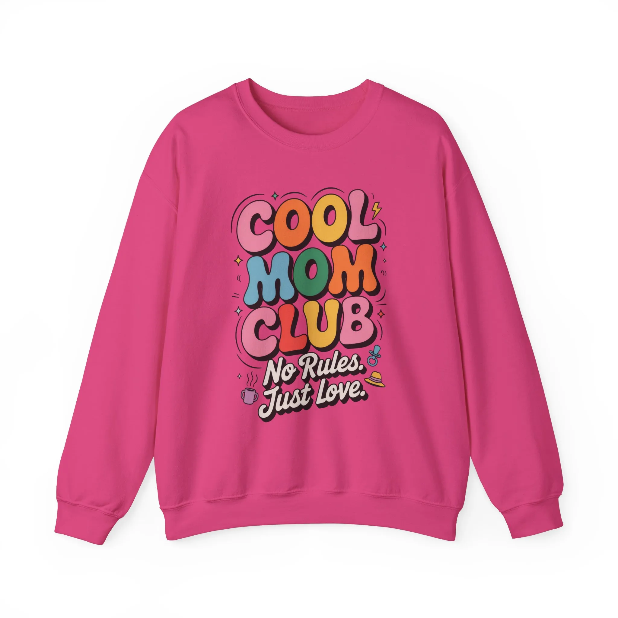 Cool Mom Club Sweatshirt, Gift for Moms, Mother's Day, No Rules Just Love, Retro Colorful Unisex Heavy Blend Crewneck - Image 25