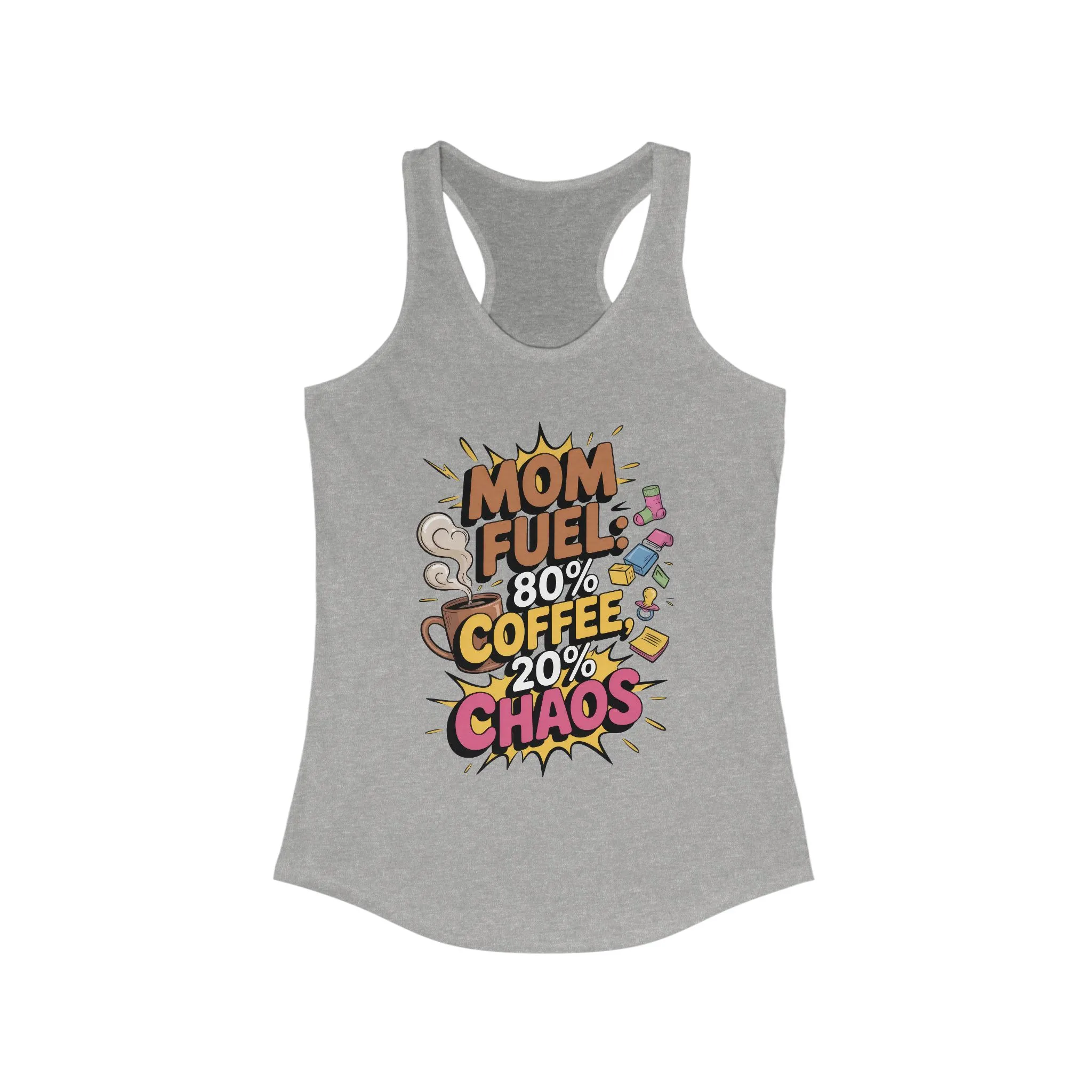 Funny Mom Fuel Racerback Tank, Perfect Gift for Moms, Chaos & Caffeine, Mother's Day Apparel, Funny Tired Mom Life Tee, Coffee Loving Moms - Image 3