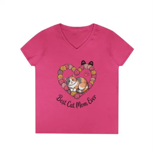 Best Cat Mom V-Neck T-Shirt, Gifts for Cat Lovers, Pet Mom Tee, Cute Cat Shirt, Animal Lover Apparel, Mother's Day Gift - Image 13