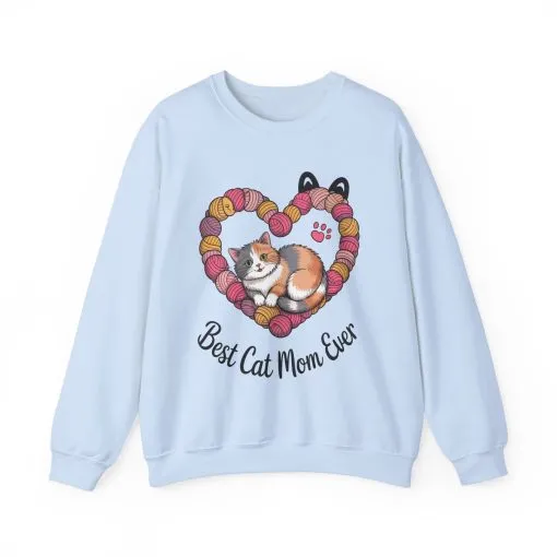 Best Cat Mom Ever Sweatshirt, Cozy Cat Lover Gift, Mother's Day Apparel, Pet Owner Sweatshirt, Cute Gift for Cat Moms, Yarn Themed - Image 13