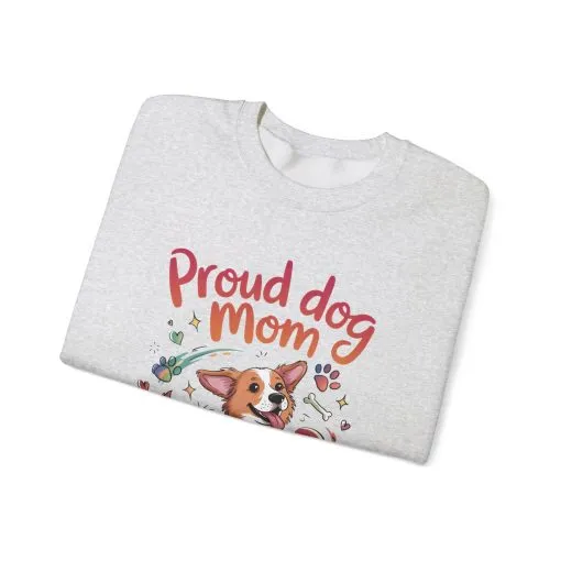 Proud Dog Mom Crewneck Sweatshirt, Pet Lover Gift, Dog Mom Apparel, Animal Lover Clothing, Gift for Dog Moms, Puppy Paw Rainbow Print - Image 6