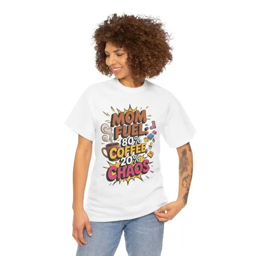 Funny Mom Fuel Coffee Tee, Gifts for Moms, Mother's Day Gift, Coffee Lover Shirt, T-Shirt for Coffee Loving Moms, Tired Mom Life Tee - Image 2