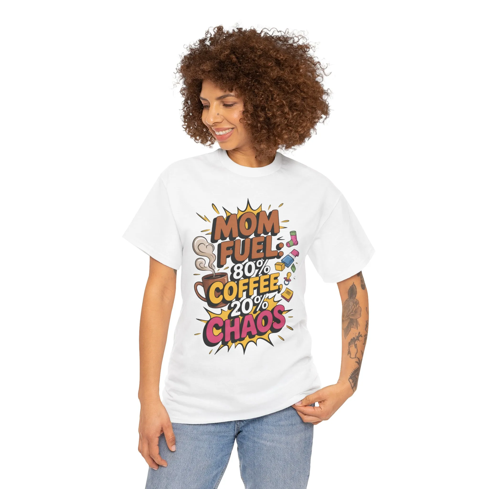 Funny Mom Fuel Coffee Tee, Gifts for Moms, Mother's Day Gift, Coffee Lover Shirt, T-Shirt for Coffee Loving Moms, Tired Mom Life Tee - Image 2