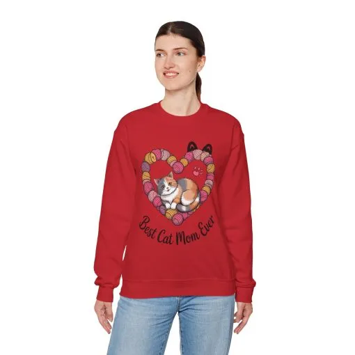 Best Cat Mom Ever Sweatshirt, Cozy Cat Lover Gift, Mother's Day Apparel, Pet Owner Sweatshirt, Cute Gift for Cat Moms, Yarn Themed - Image 36