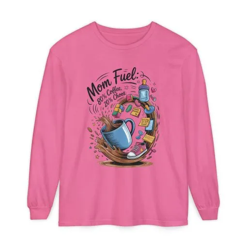 Mom Fuel Long Sleeve T-Shirt, Coffee Lovers Gift, Mother's Day Apparel, Cute Mom Shirt, Coffee Lover Mom Life Top, Coffee Lover's Tee - Image 19