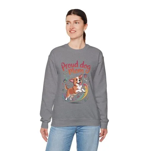 Proud Dog Mom Crewneck Sweatshirt, Pet Lover Gift, Dog Mom Apparel, Animal Lover Clothing, Gift for Dog Moms, Puppy Paw Rainbow Print - Image 32