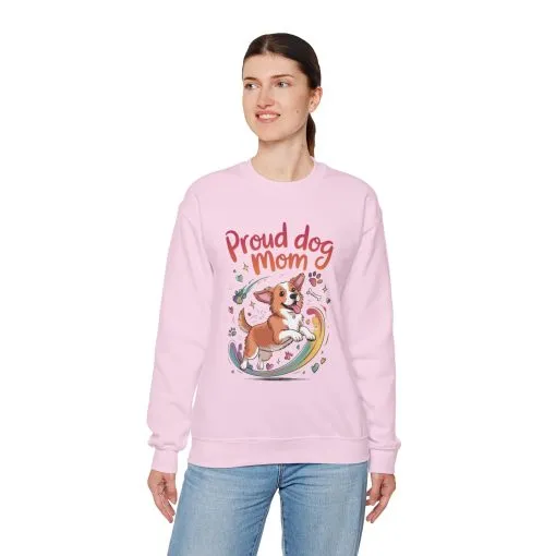 Proud Dog Mom Crewneck Sweatshirt, Pet Lover Gift, Dog Mom Apparel, Animal Lover Clothing, Gift for Dog Moms, Puppy Paw Rainbow Print - Image 28