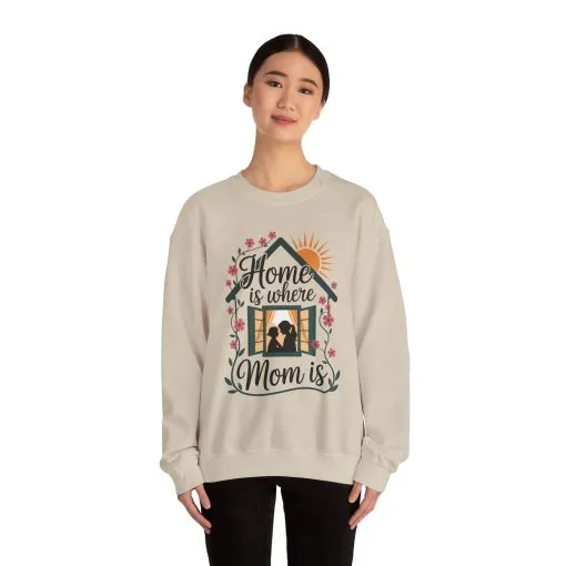 Home Is Where Mom Is Sweatshirt, Mother's Day Cotton Sweatshirt, Cute Family Gift for Mom, Sentimental Mom Gift, mother's day Gift - Image 2