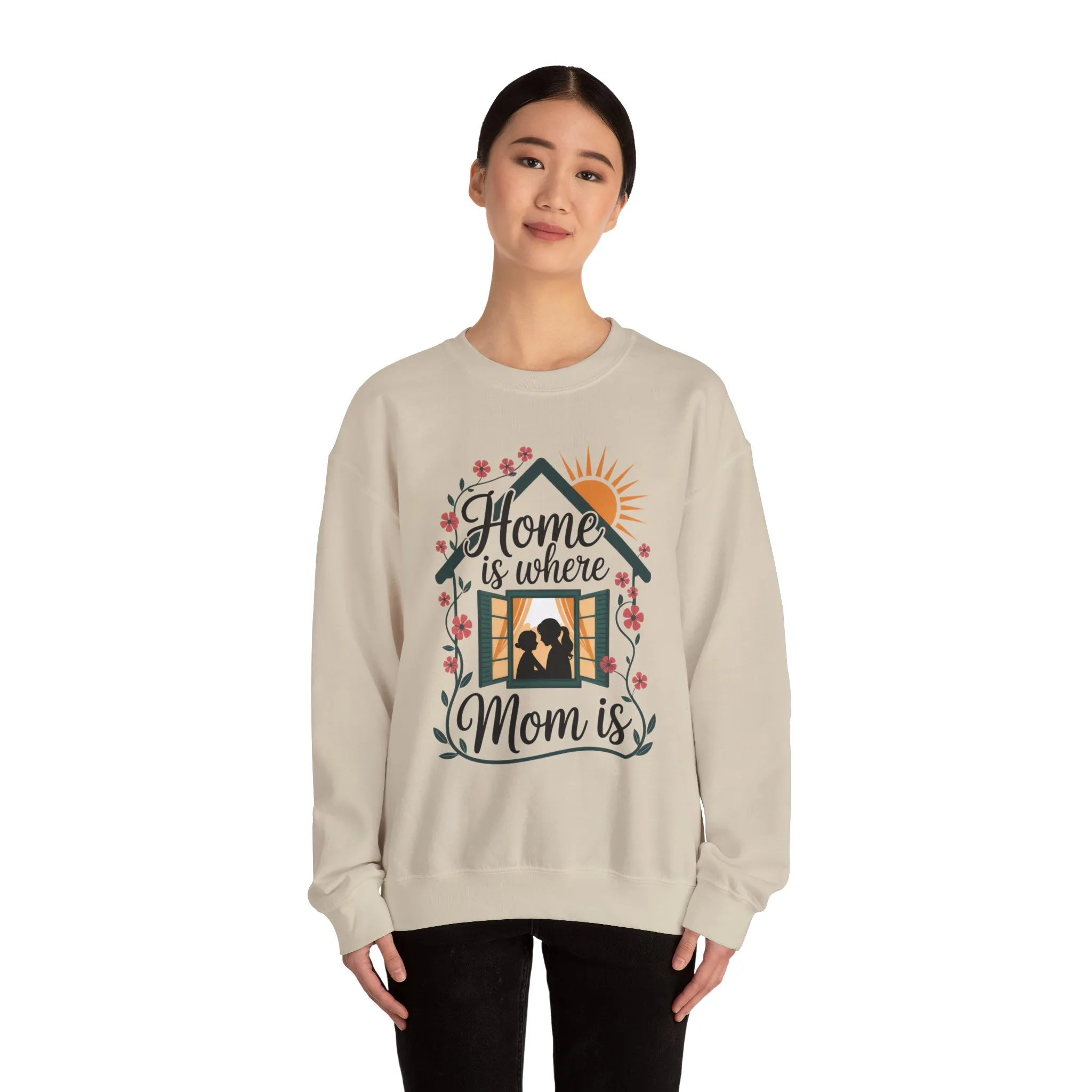 Home Is Where Mom Is Sweatshirt, Mother's Day Cotton Sweatshirt, Cute Family Gift for Mom, Sentimental Mom Gift, mother's day Gift - Image 2