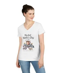 My First Mother's Day V-Neck T-Shirt, Cute Maternity Gift, Mother's Day Shirt, New Mom Outfit, Baby Shower Tee, New Mom Gift Tee