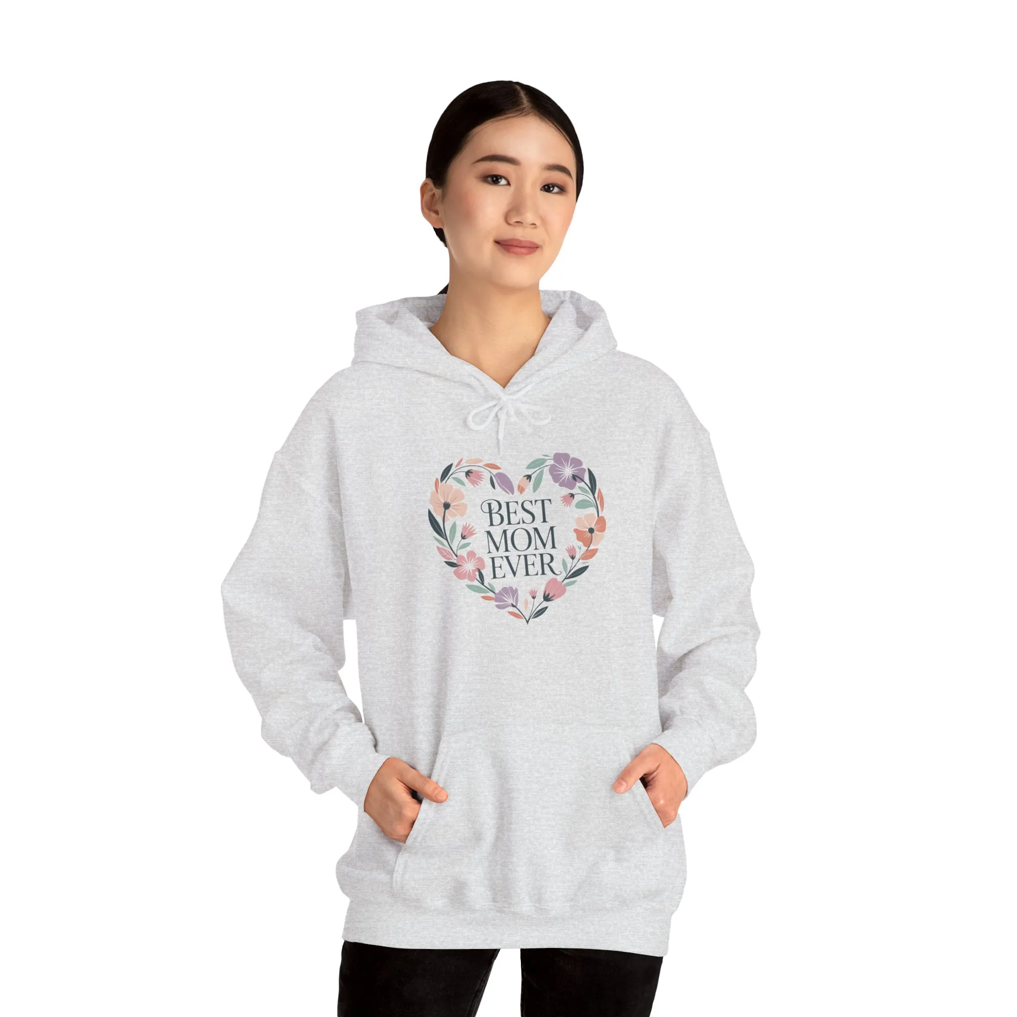 Floral Heart Mom Hoodie - Best Mom Ever Sweatshirt for Mother's Day, Gift for Mom, Cozy Sweatshirt for Women, Everyday Wear, New Mom Gift - Image 8
