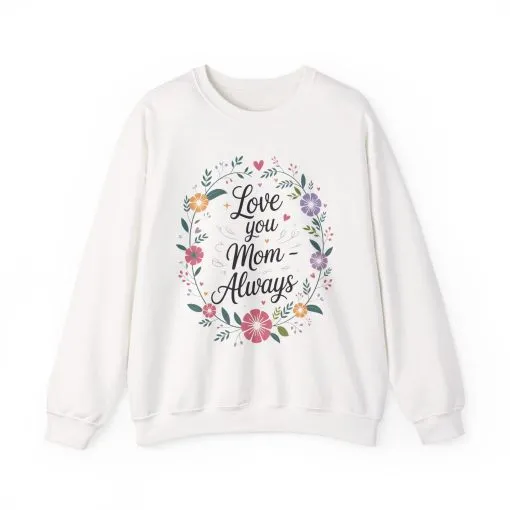 Love You Mom Always Floral Sweatshirt, Mother's Day Gift, Heartfelt Mom Quote Pullover - Image 6
