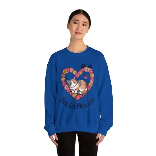 Best Cat Mom Ever Sweatshirt, Cozy Cat Lover Gift, Mother's Day Apparel, Pet Owner Sweatshirt, Cute Gift for Cat Moms, Yarn Themed - Image 32
