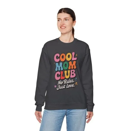 Cool Mom Club Sweatshirt, Gift for Moms, Mother's Day, No Rules Just Love, Retro Colorful Unisex Heavy Blend Crewneck - Image 36