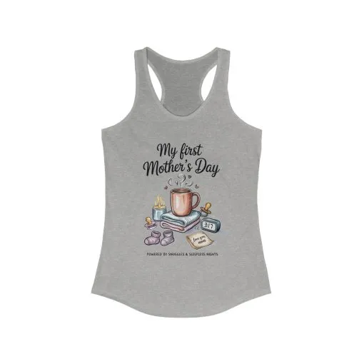 My First Mother's Day Racerback Tank, Cute Maternity Gift, Mother's Day Gift, New Mom Outfit, Baby Shower Tee, New Mom Gift Tee - Image 5