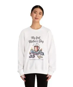 My First Mother's Day Sweatshirt, Cozy Crewneck for Moms, Gift for New Mothers, Baby Shower Tee, Snuggles & Sleepless Nights