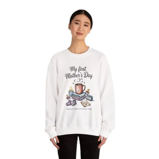 My First Mother's Day Sweatshirt, Cozy Crewneck for Moms, Gift for New Mothers, Baby Shower Tee, Snuggles & Sleepless Nights