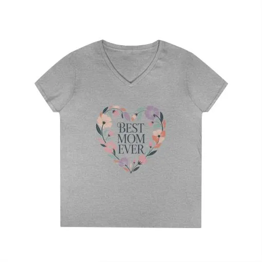 Best Mom Ever Floral V-Neck T-Shirt, Gift for Mom, Mother's Day Shirt, Floral Tee, Mothers Day Gift Shirt - Image 3