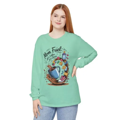 Mom Fuel Long Sleeve T-Shirt, Coffee Lovers Gift, Mother's Day Apparel, Cute Mom Shirt, Coffee Lover Mom Life Top, Coffee Lover's Tee - Image 30