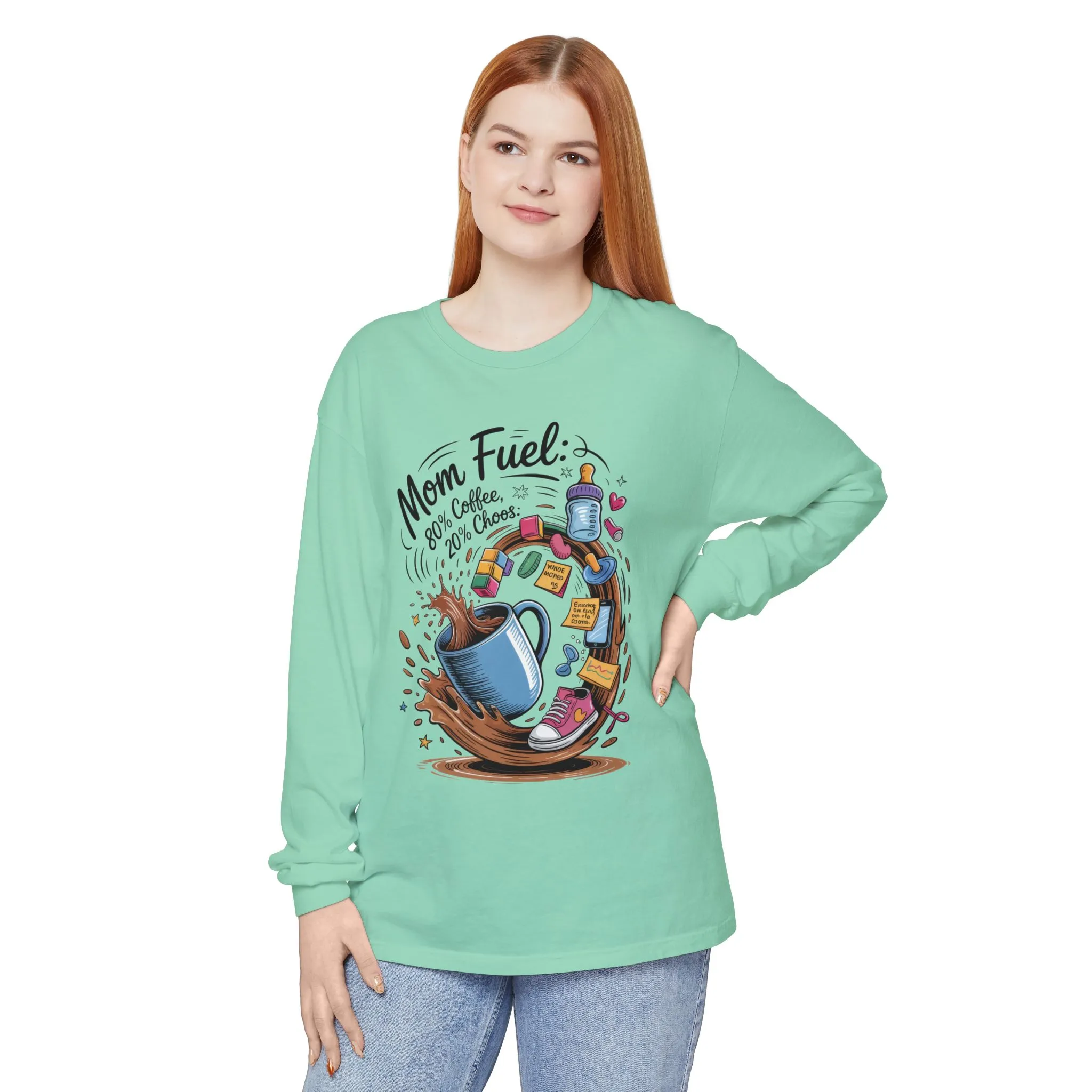 Mom Fuel Long Sleeve T-Shirt, Coffee Lovers Gift, Mother's Day Apparel, Cute Mom Shirt, Coffee Lover Mom Life Top, Coffee Lover's Tee - Image 30