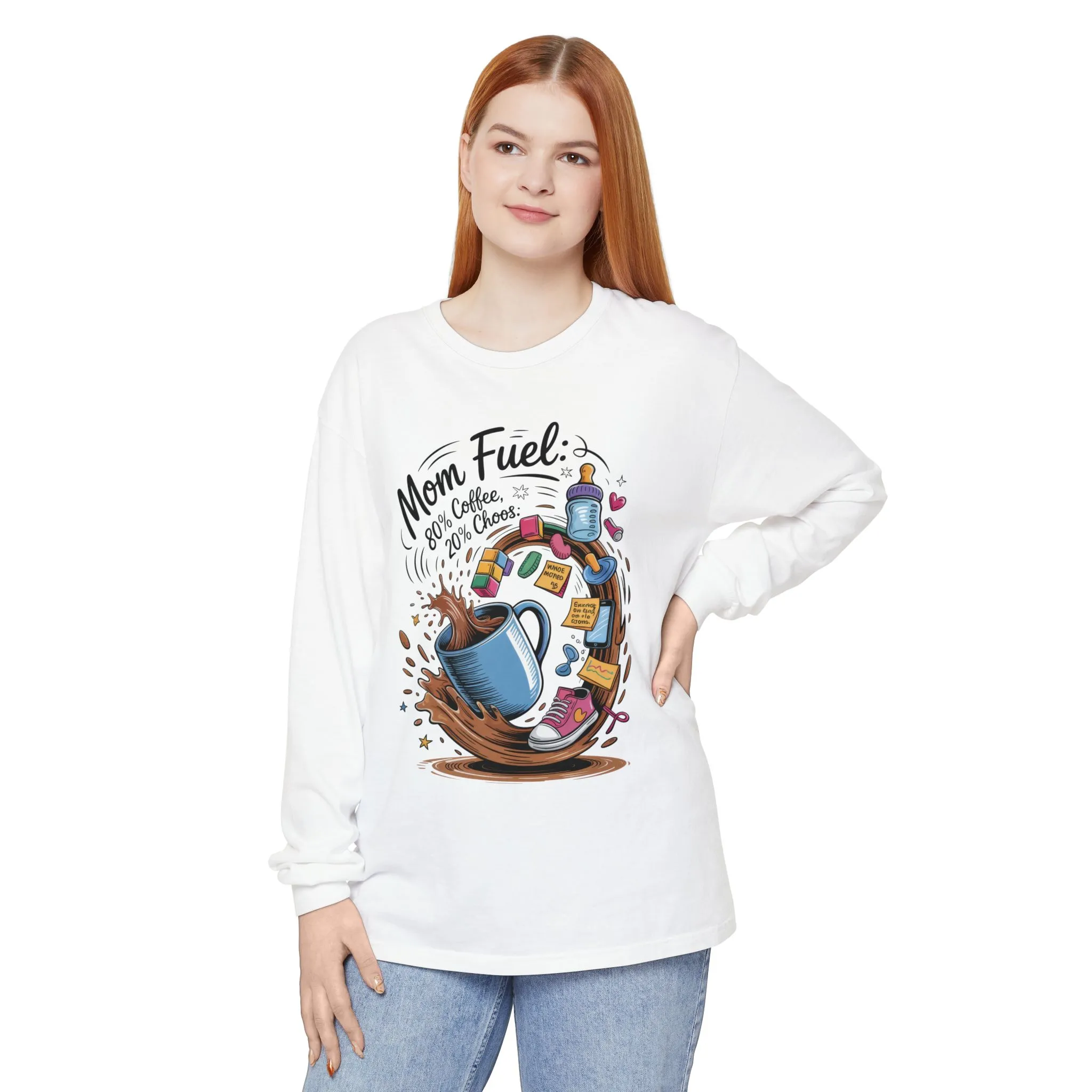 Mom Fuel Long Sleeve T-Shirt, Coffee Lovers Gift, Mother's Day Apparel, Cute Mom Shirt, Coffee Lover Mom Life Top, Coffee Lover's Tee - Image 4